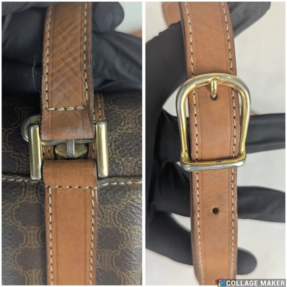 CELINE Paris Dream Logo Pochette Macadam Leather Brown Small Shoulder Bag - Picture 12 of 16